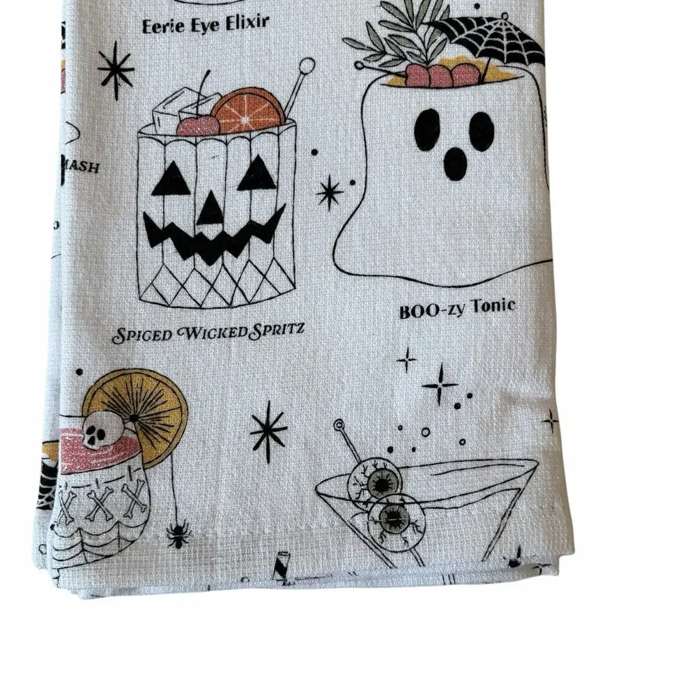 Rachel Zoe Cotton Kitchen Towels Set Of 2 Halloween Boozy Cocktails Summerween